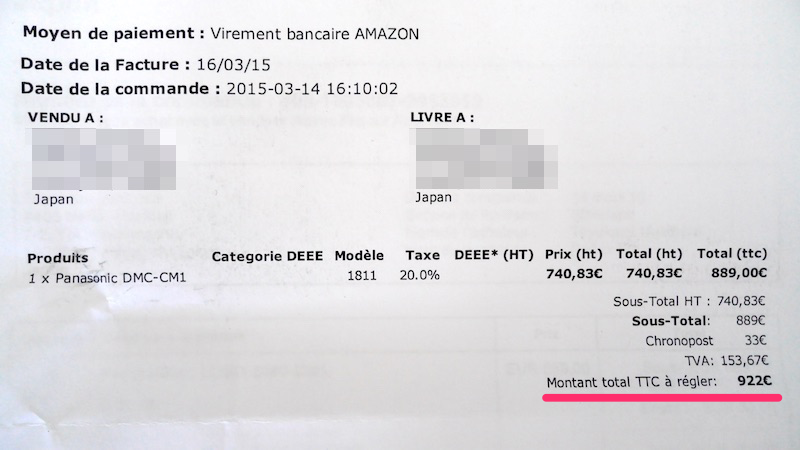 Amazon.frでCM1を買ってみた