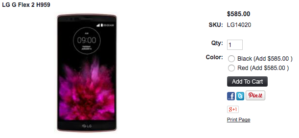 LG G Flex 2が1ShopMobile.comで値下げ