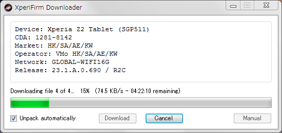 Xperia Z2 TabletをFTFでアップデート