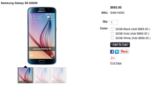 Galaxy S6 SM-G9200が1ShopMobile.comで値下げ