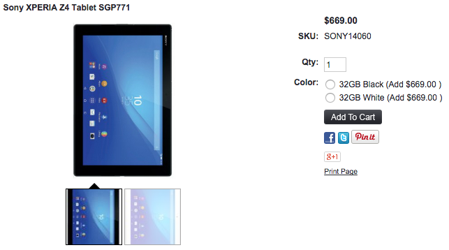 Xperia Z4 Tablet SPG771が1ShopMobile.comで販売開始