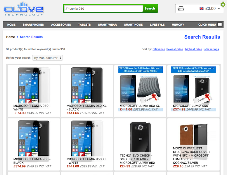 CloveでMicrosoft Lumia 950／950 XLの販売がスタート