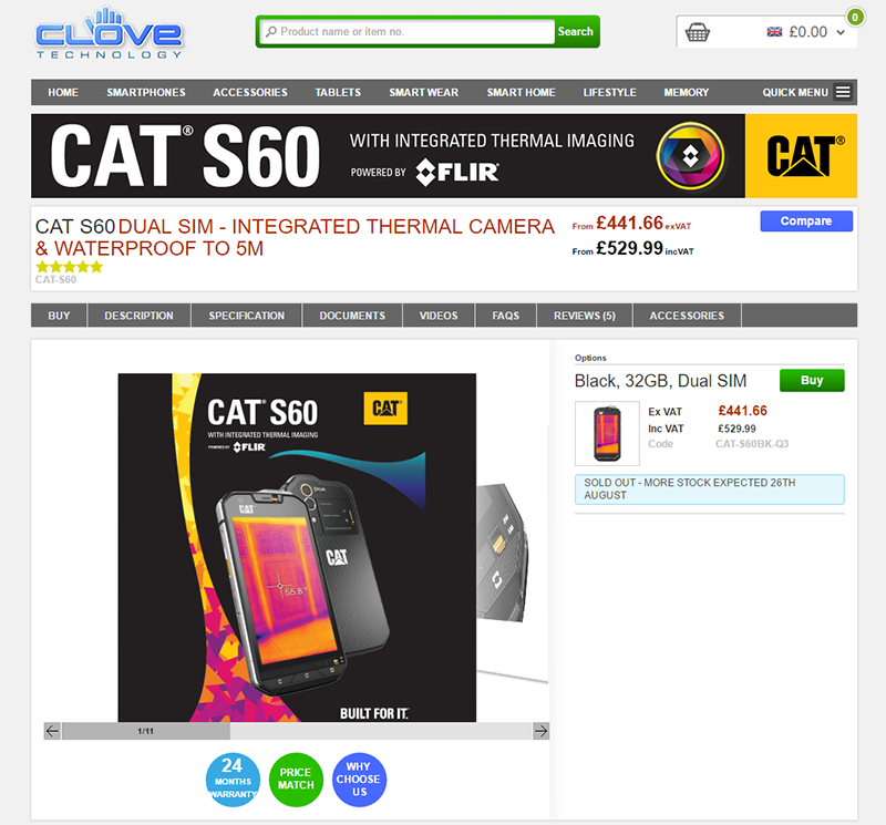 世界初サーマルカメラ搭載スマホ Caterpillar Cat S60 がcloveで発売中 購入費用は概算で約65 400円 そうすけブログ Com
