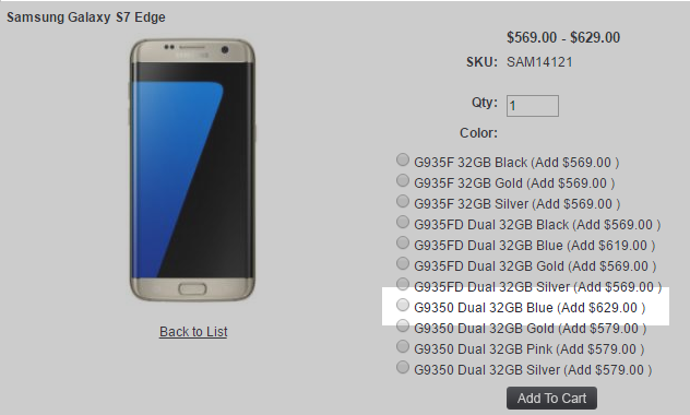 1ShopMobile.com　Samsung Galaxy S7 edge 商品ページ