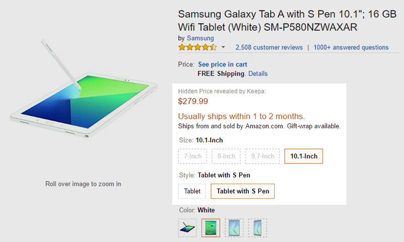 Amazon.com Galaxy Tab A with S Pen 商品ページ