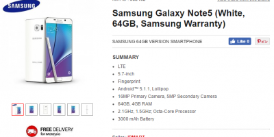 ipmart.com Samsung Galaxy Note5 SM-N9208 商品ページ