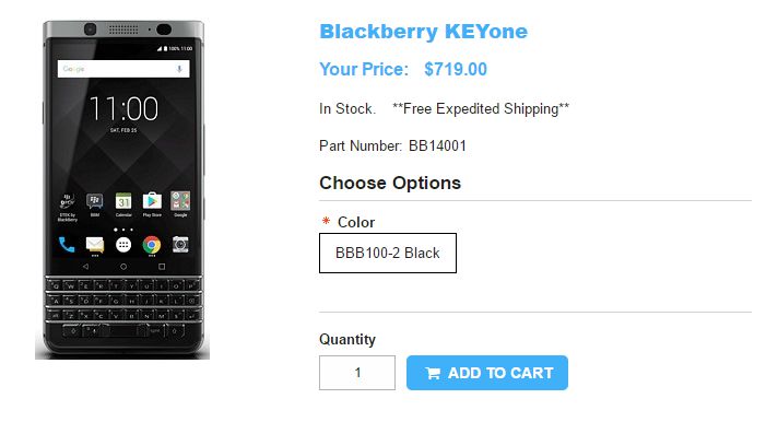 1ShopMobile.com BlackBerry KEYone 商品ページ
