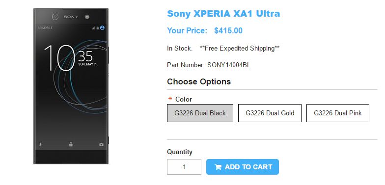 1ShopMobile.com Sony Xperia XA1 Ultra 商品ページ