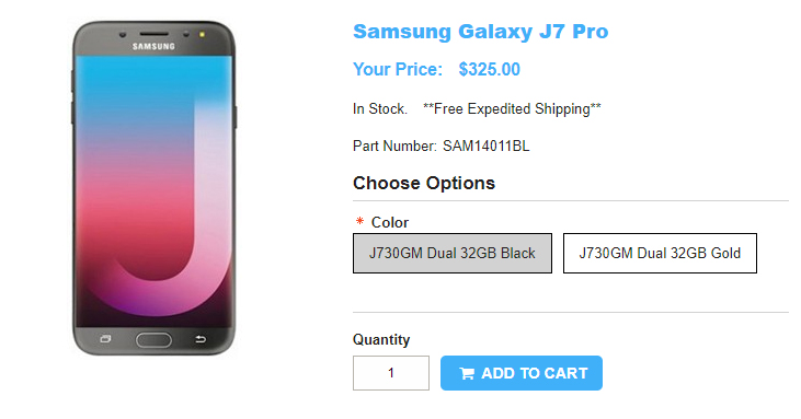 1ShopMobile.com Samsung Galaxy J7 Pro 商品ページ