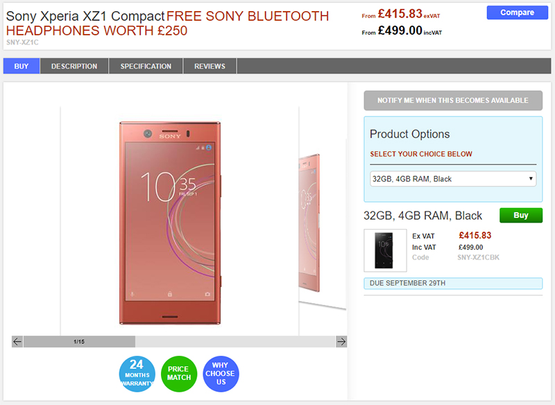 Clove Sony Xperia XZ1 Compact 商品ページ