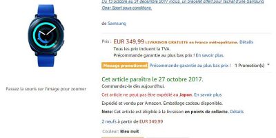 Amazon.fr Samsung Gear Sport 商品ページ