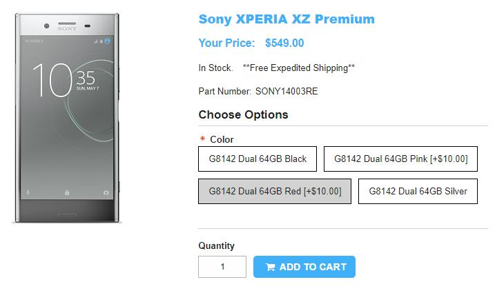 1ShopMobile.com Sony Xperia XZ Premium 商品ページ