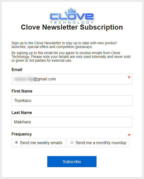 Clove メールマガジン登録キャンペーン