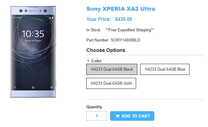 1ShopMobile.com Sony Xperia XA2 Ultra 商品ページ