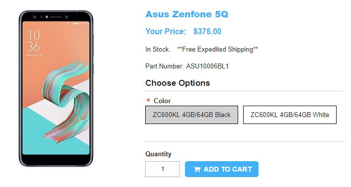1ShopMobile.com ASUS ZenFone 5Q 商品ページ