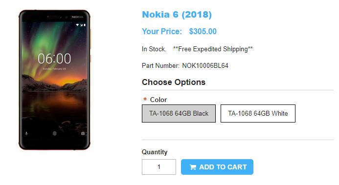 1ShopMobile.com New Nokia 6(2018) 商品ページ