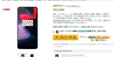 EXPANSYS OnePlus 6 商品ページ
