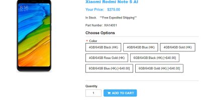 1ShopMobile.com Xiaomi Redmi Note 5 AI Dual Camera 商品ページ