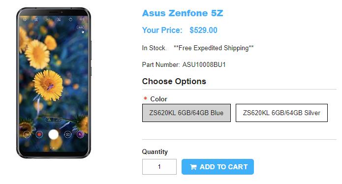 1ShopMobile.com ASUS ZenFone 5Z 商品ページ