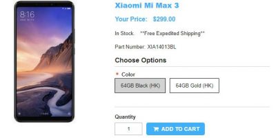 1ShopMobile.com Xiaomi Mi Max 3 商品ページ