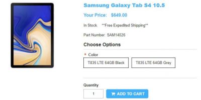1ShopMobile.com Samsung Galaxy Tab S4 商品ページ