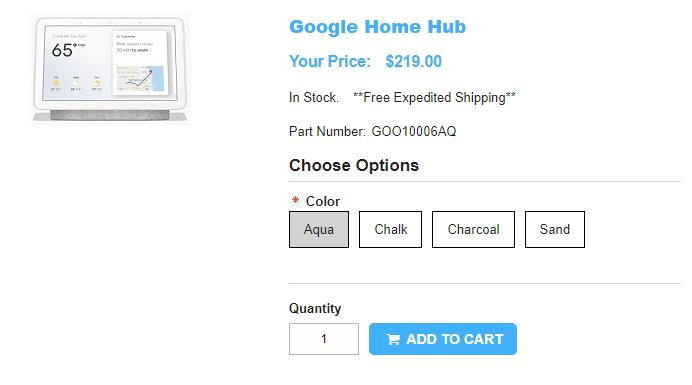 1ShopMobile.com Google Home Hub 商品ページ