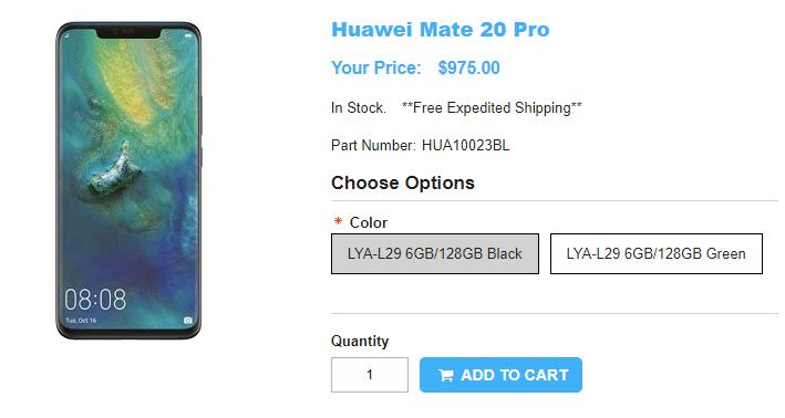 1ShopMobile.com Huawei Mate 20 Pro 商品ページ