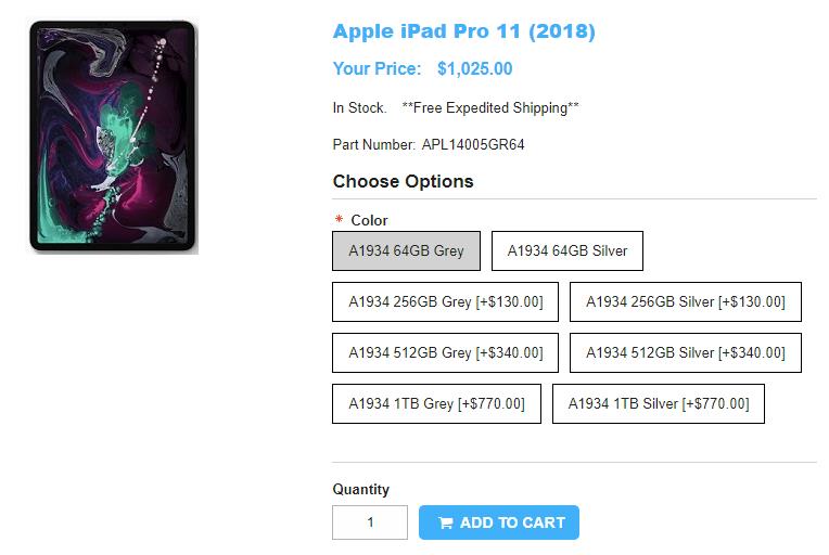 1ShopMobile.com Apple iPad Pro 11-inch 商品ページ