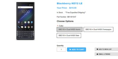 1ShopMobile.com BlackBerry KEY2 LE 商品ページ