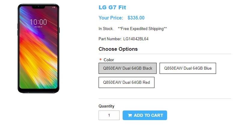 1ShopMobile.com LG G7 Fit 商品ページ