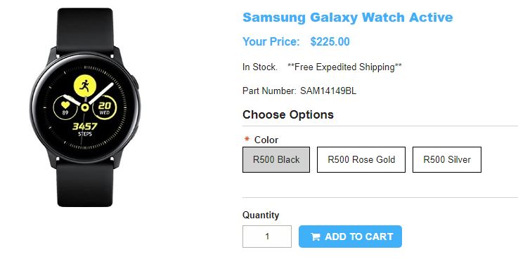 1ShopMobile.com Samsung Galaxy Watch Active 商品ページ