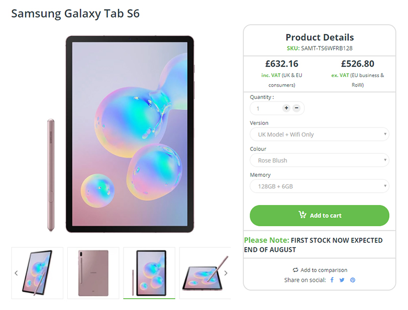 Clove Samsung Galaxy Tab S6 商品ページ