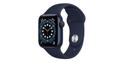 Apple Watch Series 6 GPSモデル ブルーアルミニウムケースとディープネイビースポーツバンド