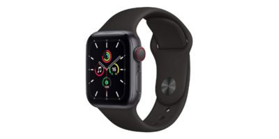 Apple Watch SE GPS+Cellularモデル スペースグレイアルミニウムケースとブラックスポーツバンド
