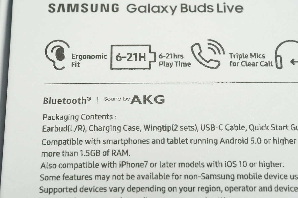 Samsung Galaxy Buds Live（偽造品）のパッケージ
